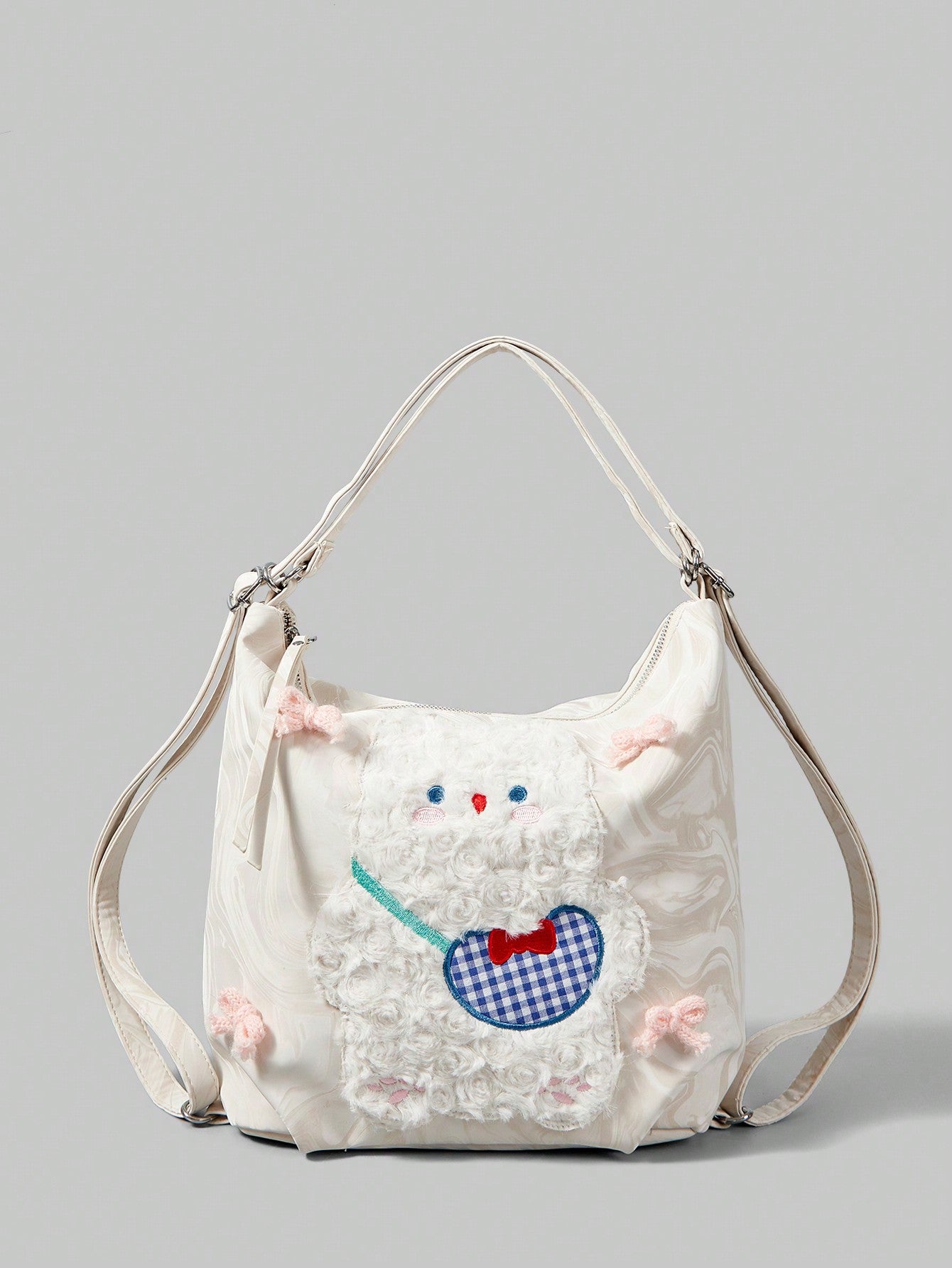 ROMWE Kawaii Bolso de hombro de gran capacidad con diseño de dibujos animados para uso diario de mujeres