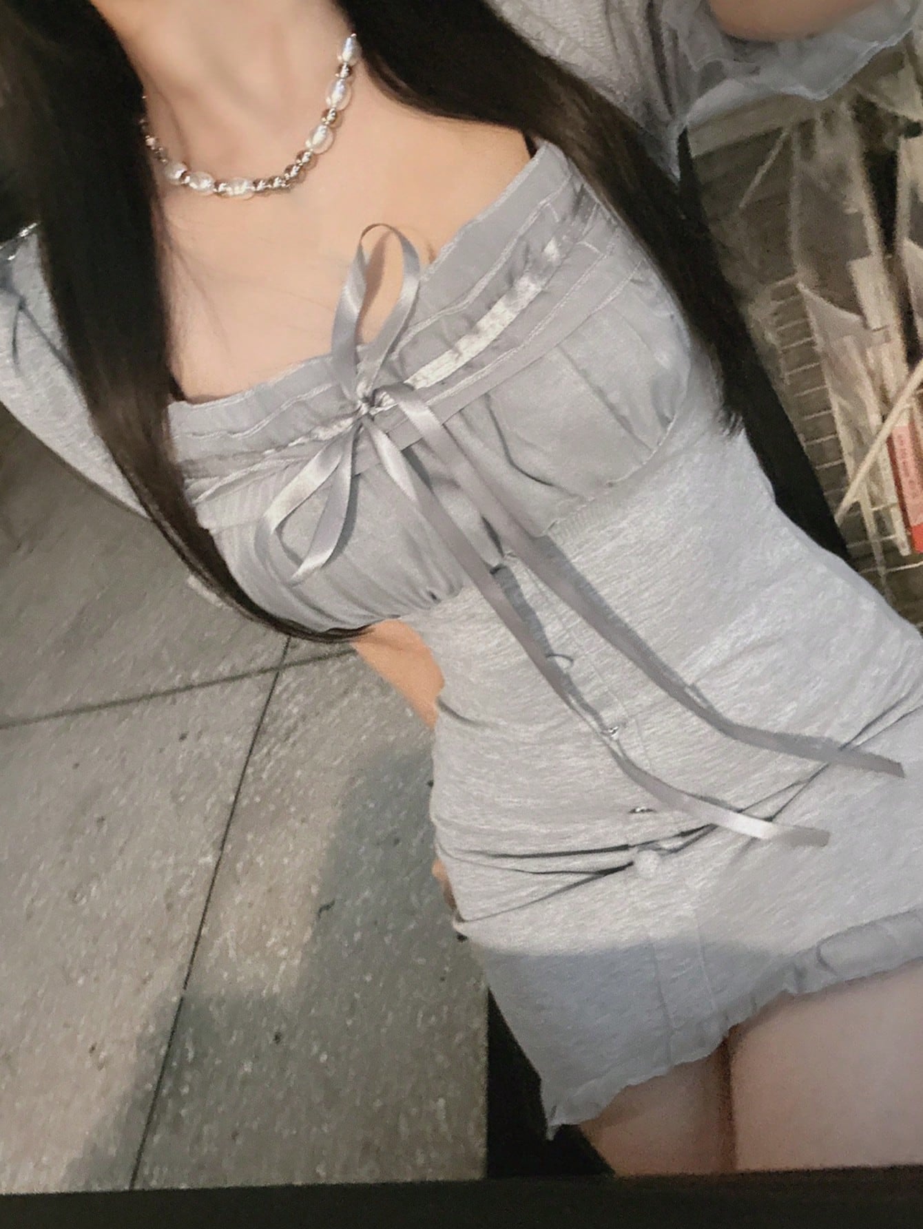 DAZY Vestido De Cuello Cuadrado Ajustado Al Cuerpo Con Lazo De Cinta Decorativo