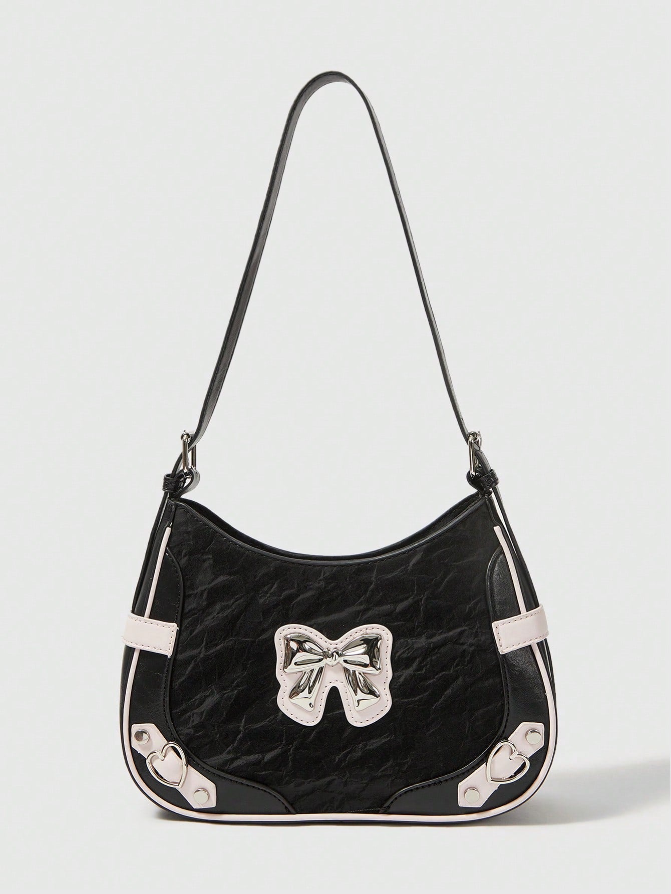 ROMWE Kawaii 1 pieza Bolso cruzado de hombro y axila con decoración de moño elegante, adecuado para citas y el Día de San Valentín
