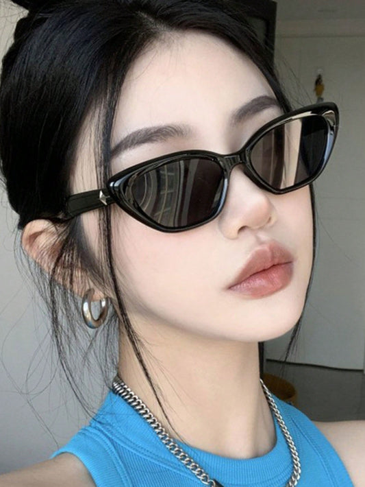 1 pieza Gafas de moda estilo vintage con montura triangular de ojo de gato, de alta calidad, estilo callejero