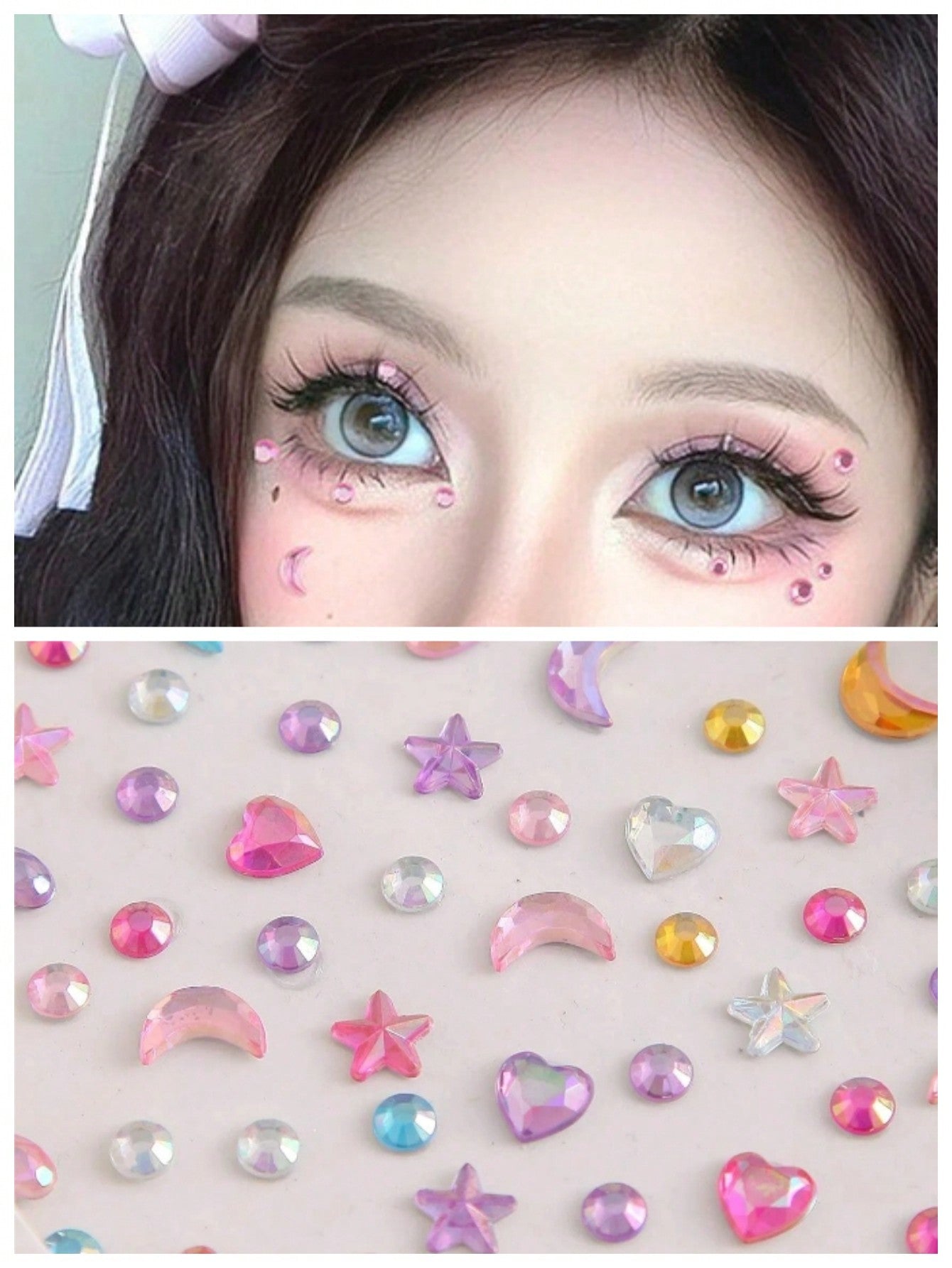 ROMWE Fairycore Decoración reluciente de brillo y joyas faciales para mujer