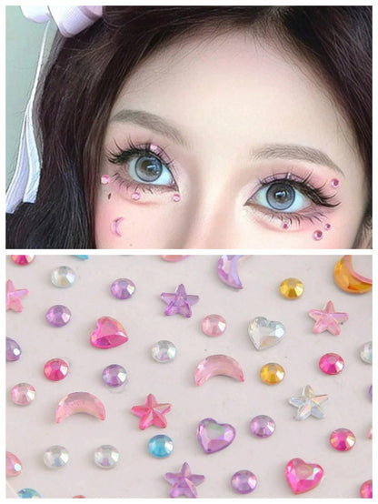 ROMWE Fairycore Decoración reluciente de brillo y joyas faciales para mujer