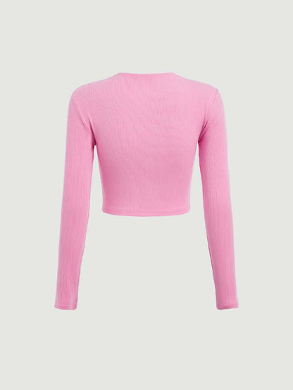 SHEIN MOD Camiseta de cuello cuadrado tejido de canalé
