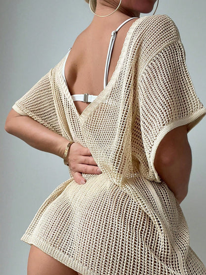 SHEIN Swim Vestido cover up con abertura de manga murciélago sin set bikini