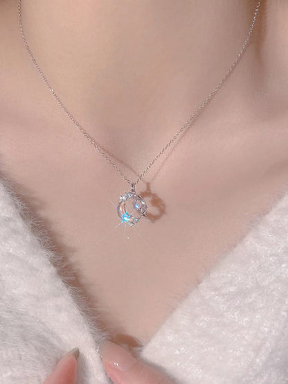 1 Pieza Collar De Acero Inoxidable Con Media Luna Y Estrella Para Clavícula