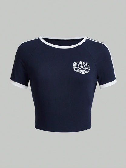 ROMWE Avant Camiseta De Manga Corta Con Estampado Digital Para Mujer