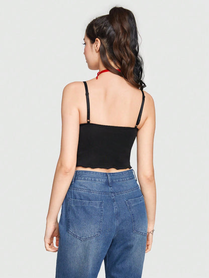 Sweetness Top Tank Doble Capa Bordado Floral Retro Para Mujer