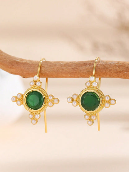 1 par de pendientes con diseño glamoroso y brillante en estilo bohemio, ideales para uso diario de las mujeres