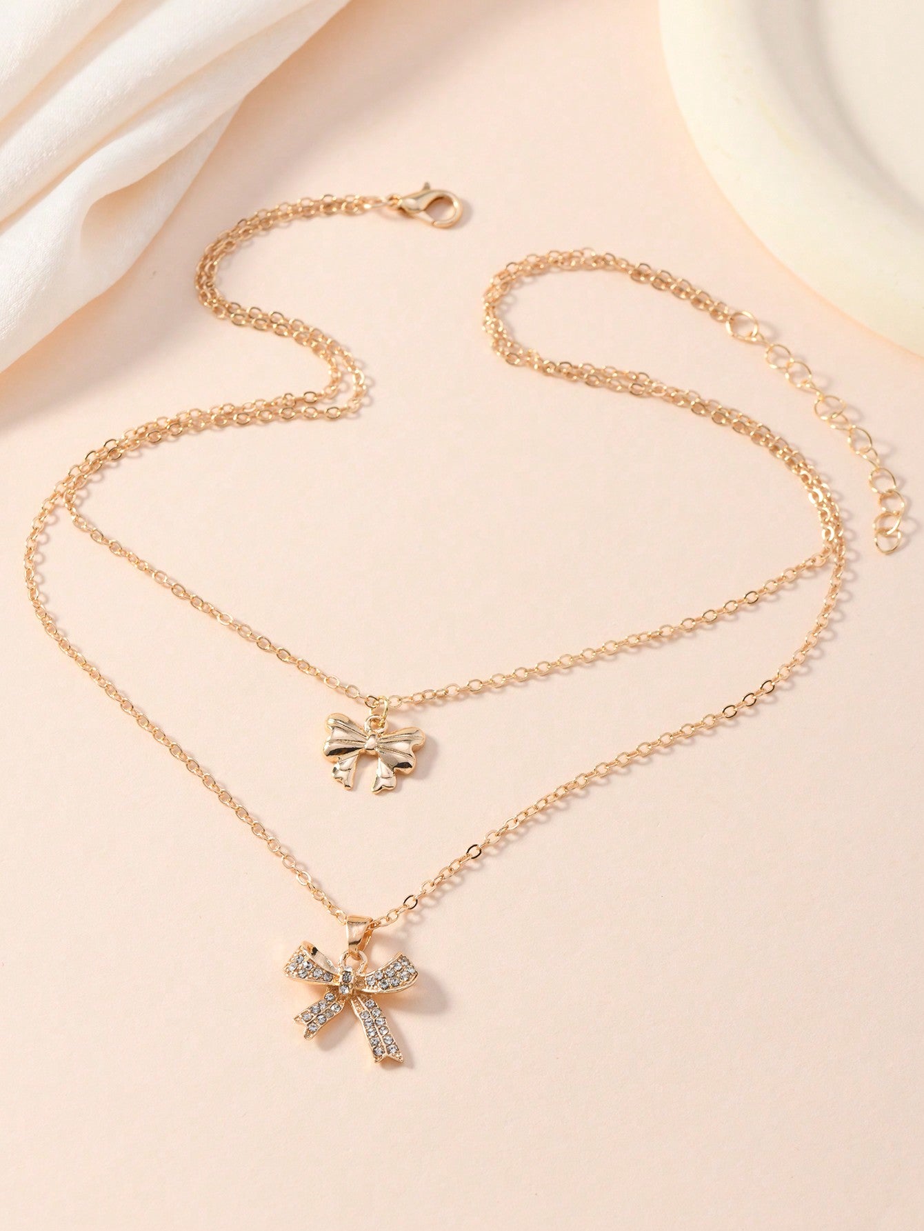 1 pieza Collar de múltiples capas con lazo y rhinestones para mujer, joyería con colgante de moda, adecuado para uso casual, de fiesta y diario