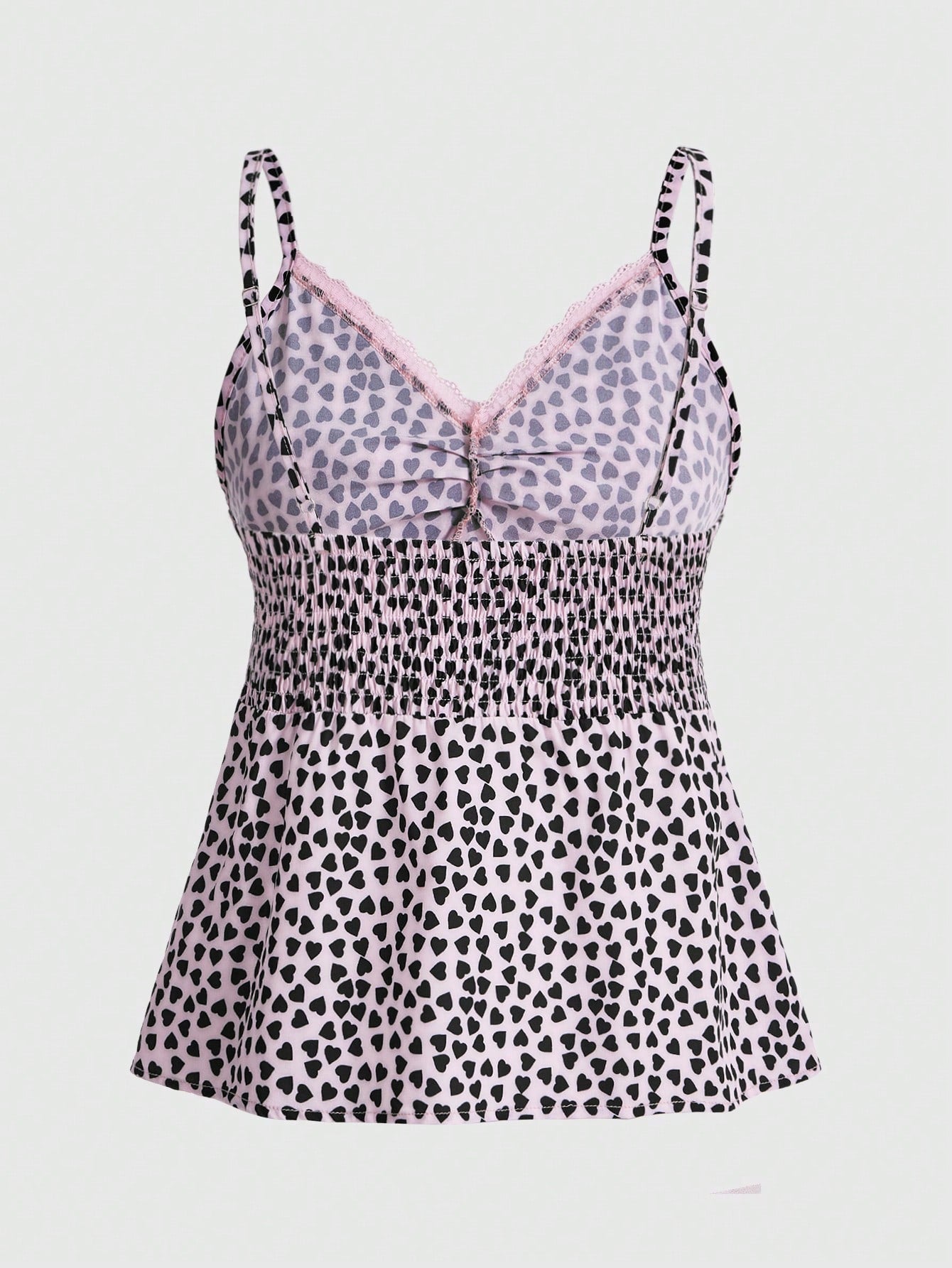 ROMWE J-Fashion Camiseta Sin Mangas Con Lazo Y Estampado De Corazones Para Mujer