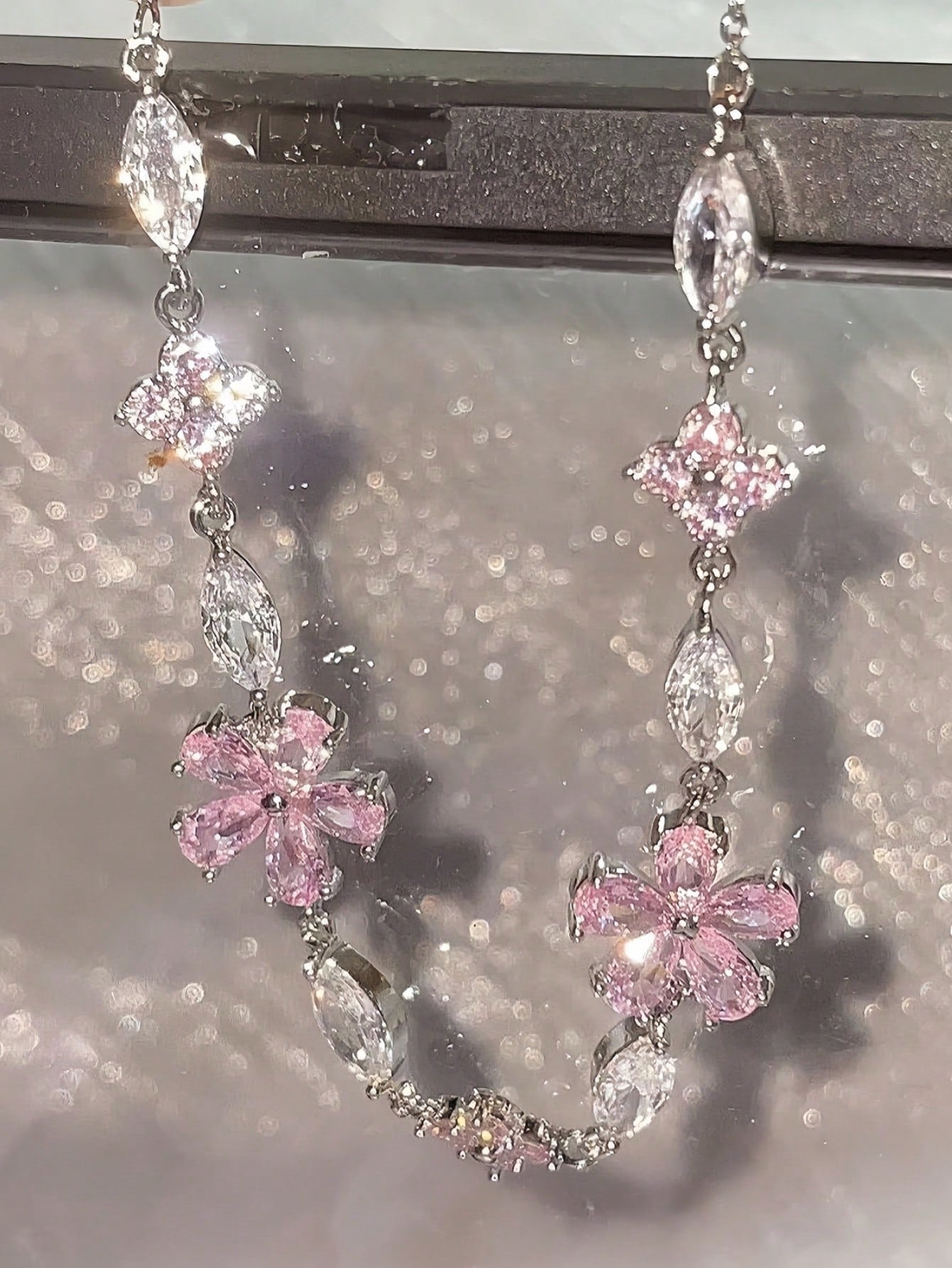 1 Pieza Pulsera De Lazo De Flor De Cerezo De Circonio Cúbico Rosa Para Mujeres, Diseño Minimalista De Moda Al Estilo Ins, Adecuado Para Usar A Diario Y Como Regalo Entre Amigas