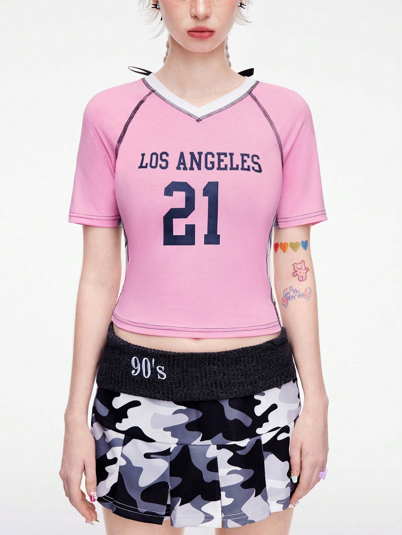 ROMWE J-Fashion Camiseta informal para mujer de estilo deportivo con estampado de letras, cute y dulce