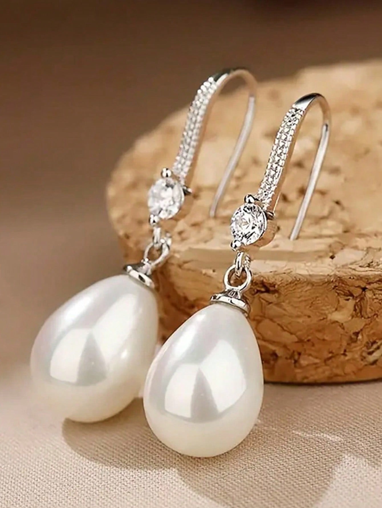 1 Par De Pendientes Largos Con Imitación De Perla, Adecuados Para El Uso Diario De Las Mujeres