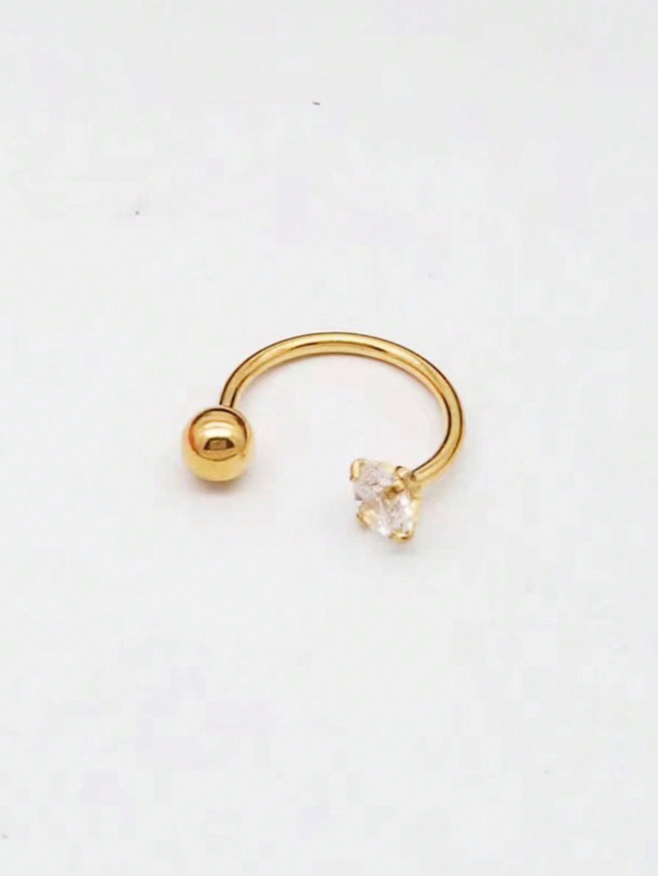 Nooxian 1 Pendiente De Perforación De Hélice En Forma De C Pavimentada Con Circonita Cúbica De Acero Inoxidable Dorado Para Mujer