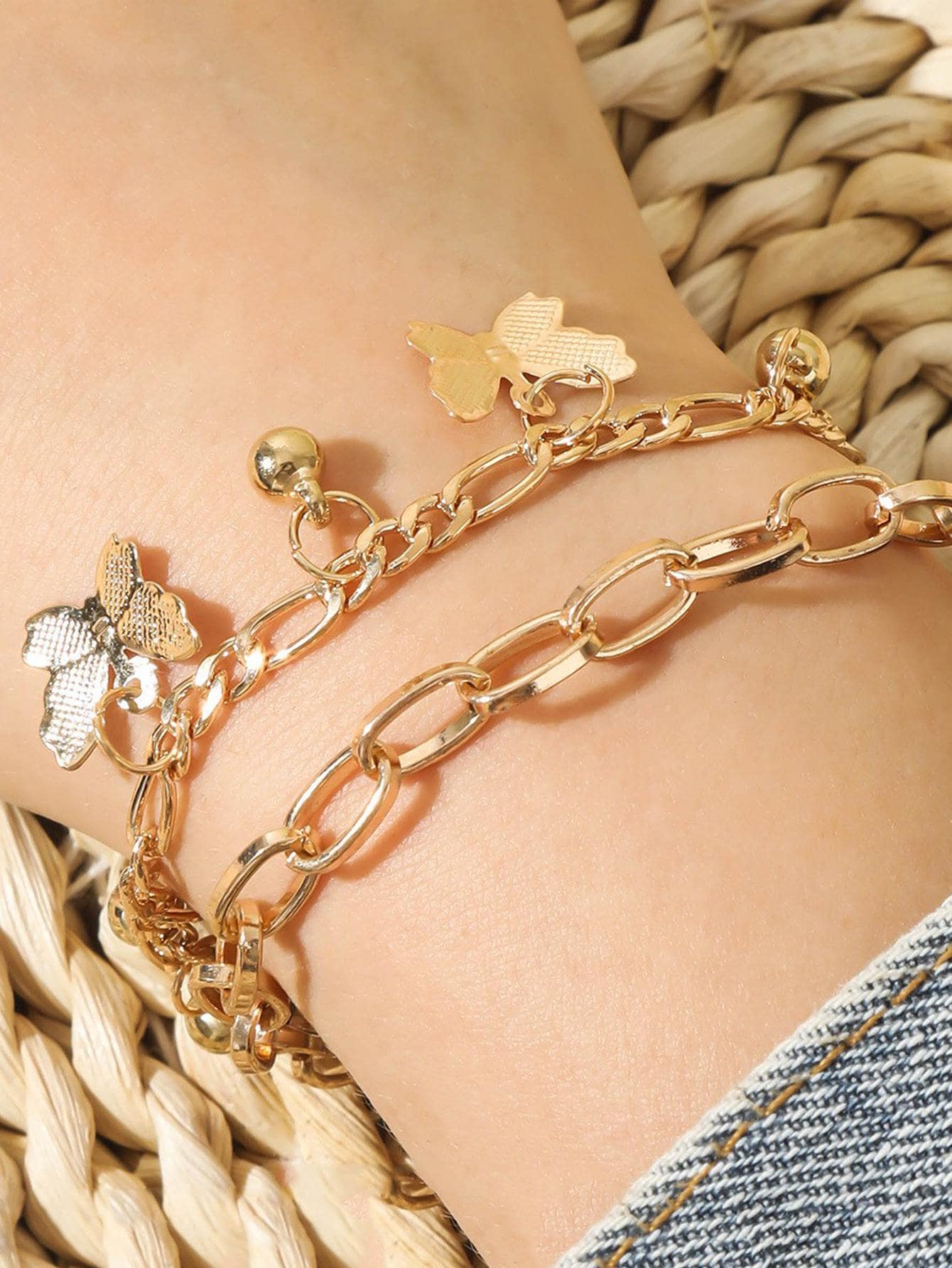 1 pieza Pulsera moda cadena con diseño de mariposa para mujeres para verano vacación fiesta playa de viaje