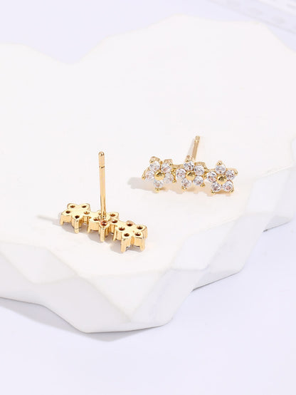 C3012 1 pieza pendientes de tachuela con diseño de flor zirconia cúbica joya de cobre