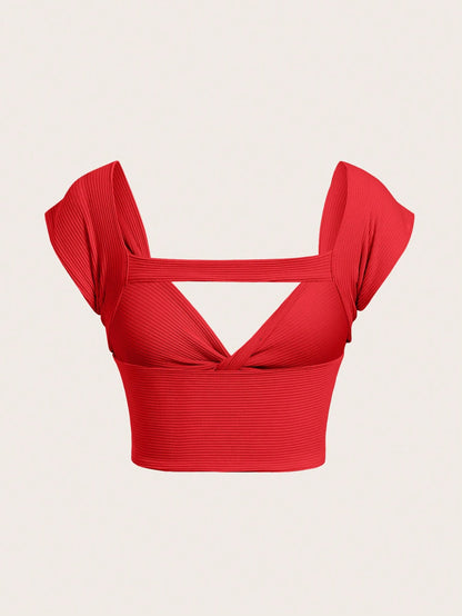 SHEIN WYWH Top corto girante delantero de espalda abierta
