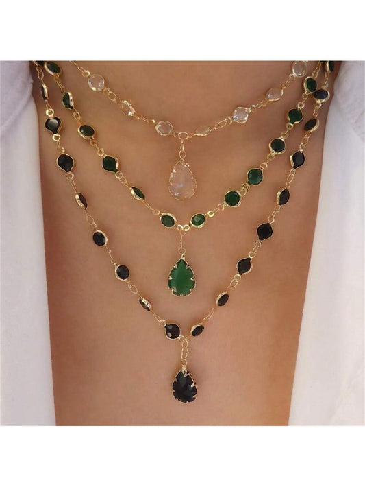 Collar De Ángel Boho Geométrico Multicapa De Cadena Gruesa Para Mujeres, Moda Femenina Vintage Color Dorado Punk Choker Joyería De Regalo