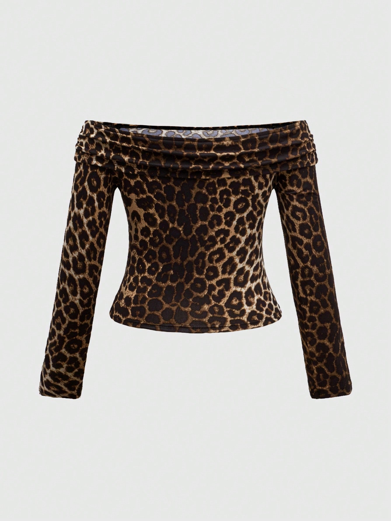 ROMWE Hippie Camiseta de manga descubierta sexy con estampado de leopardo vintage para mujer de talla grande