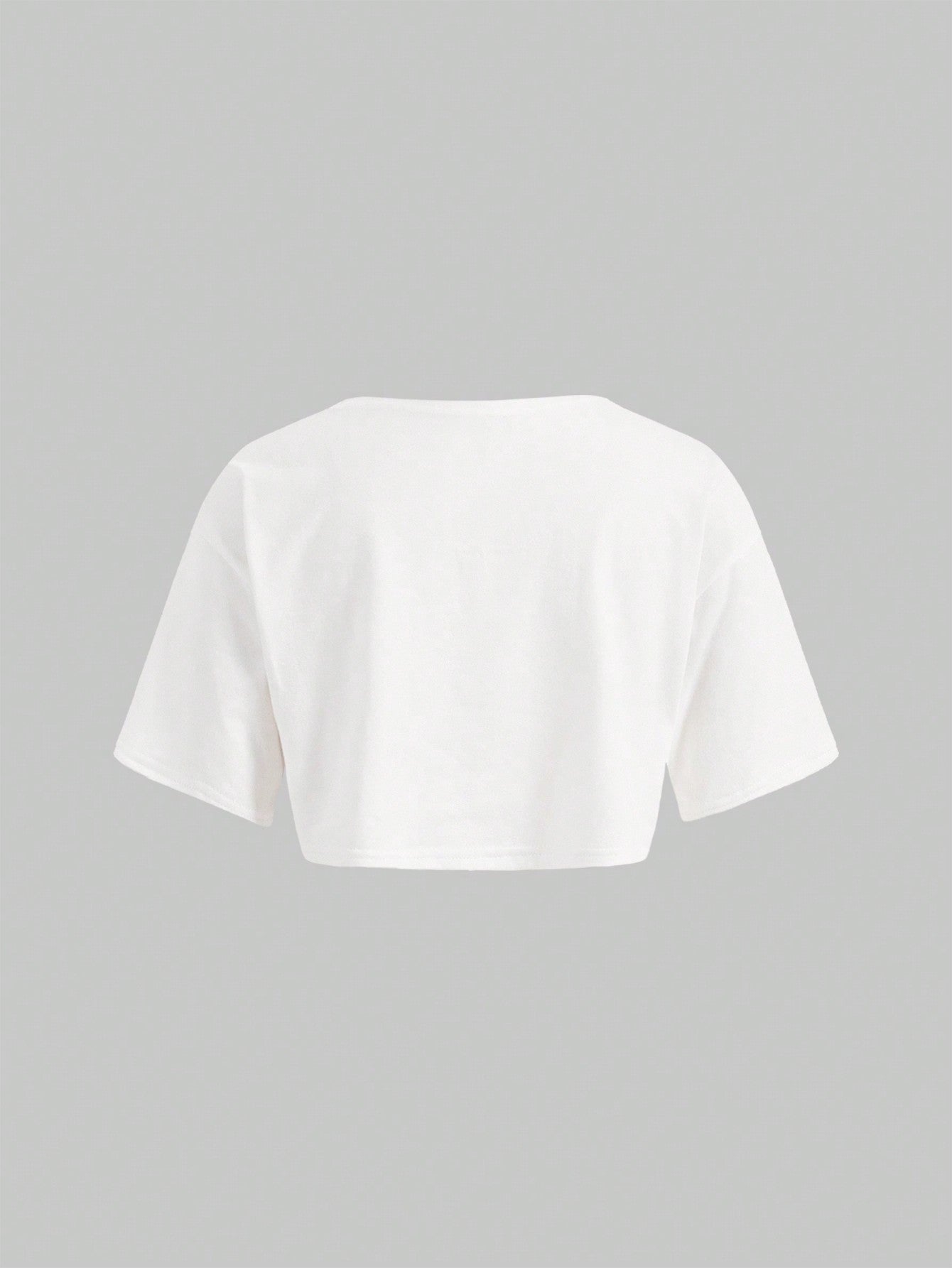 ROMWE Grunge Punk Camiseta Casual Blanca De Mujer De Estilo Urbano Con Retrato A Mano Alzada, Textura De Película Y Impresión De Letras