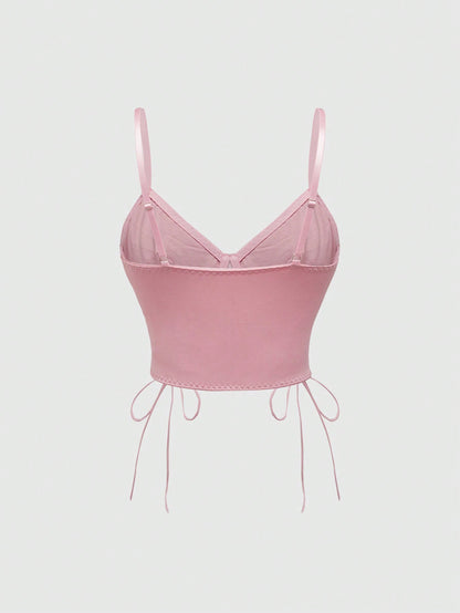 ROMWE Kawaii Romántico sujetador con aros de encaje con flores para mujeres sexys
