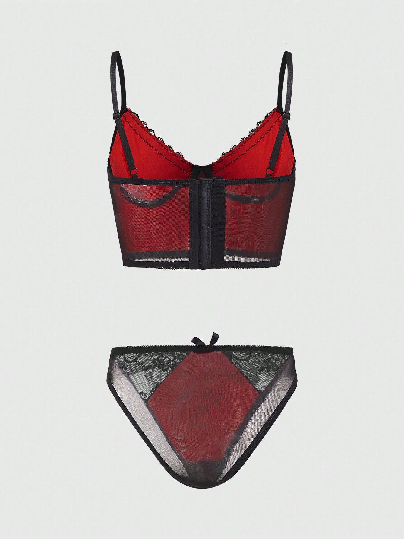 ROMWE Goth Sujetador Con Aros Para Mujer, Conjunto De Lencería Con Diseño De Rosa Impresa Y Encajes