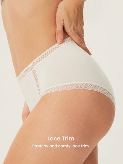 LUVLETTE paquete de 3 bragas de talle alto de algodón y encaje con estampado floral para mujer