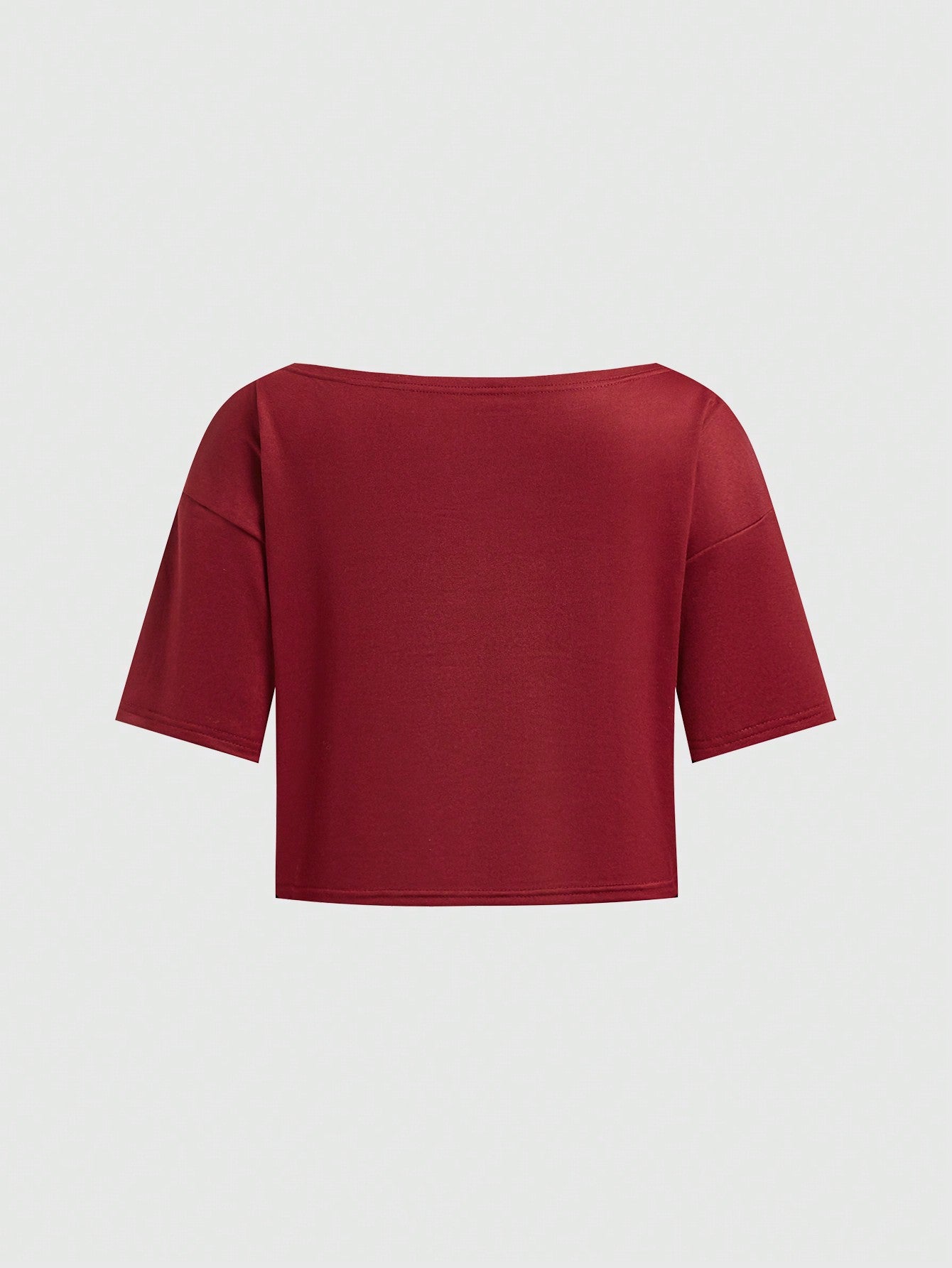 ROMWE Grunge Punk Camiseta Con Cuello Redondo Amplio Y Con Diseño De Flores, Diamantes De Imitación, Letras De Vid Y Con Hombros Caidos Para Mujeres Con Mangas Cortas Y Ajuste Holgado