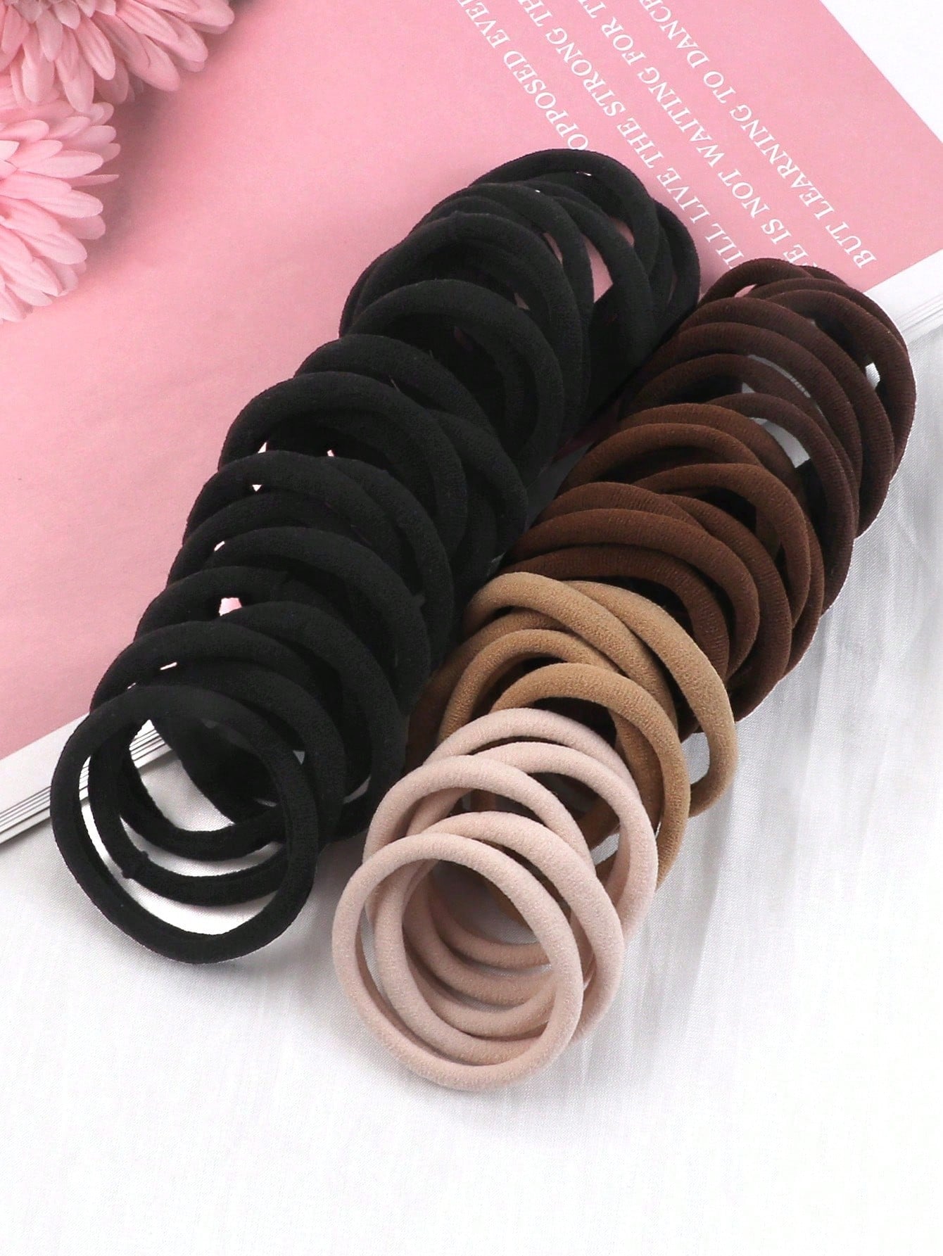 50/100 piezas Bandas elásticas de cabello minimalistas para mujer, aptas para uso diario
