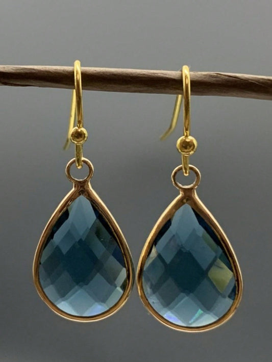 Aretes Colgantes Decorados Con Piedras Preciosas Naturales De Forma De Lágrima Azul, Joyería Elegante De Estilo Bohemio Boho, Ornamentación De Banquete