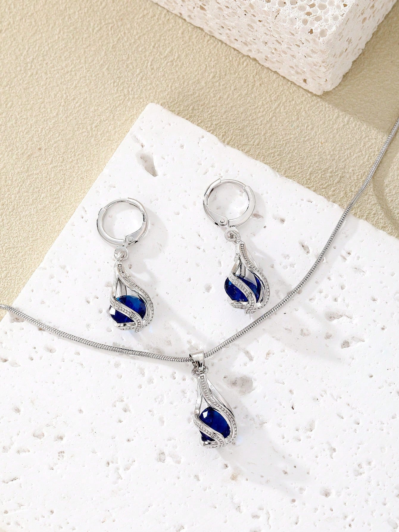 3 Piezas Conjunto De Joyería Para Mujeres, Pendientes Y Collar Con Colgante De Lágrima De Cristal Y Circonita Cúbica Para Bodas Y Fiestas