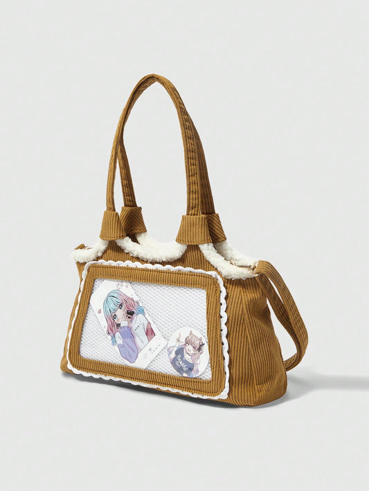ROMWE Kawaii Bolso de hombro adorable con acento suave y de estilo anime