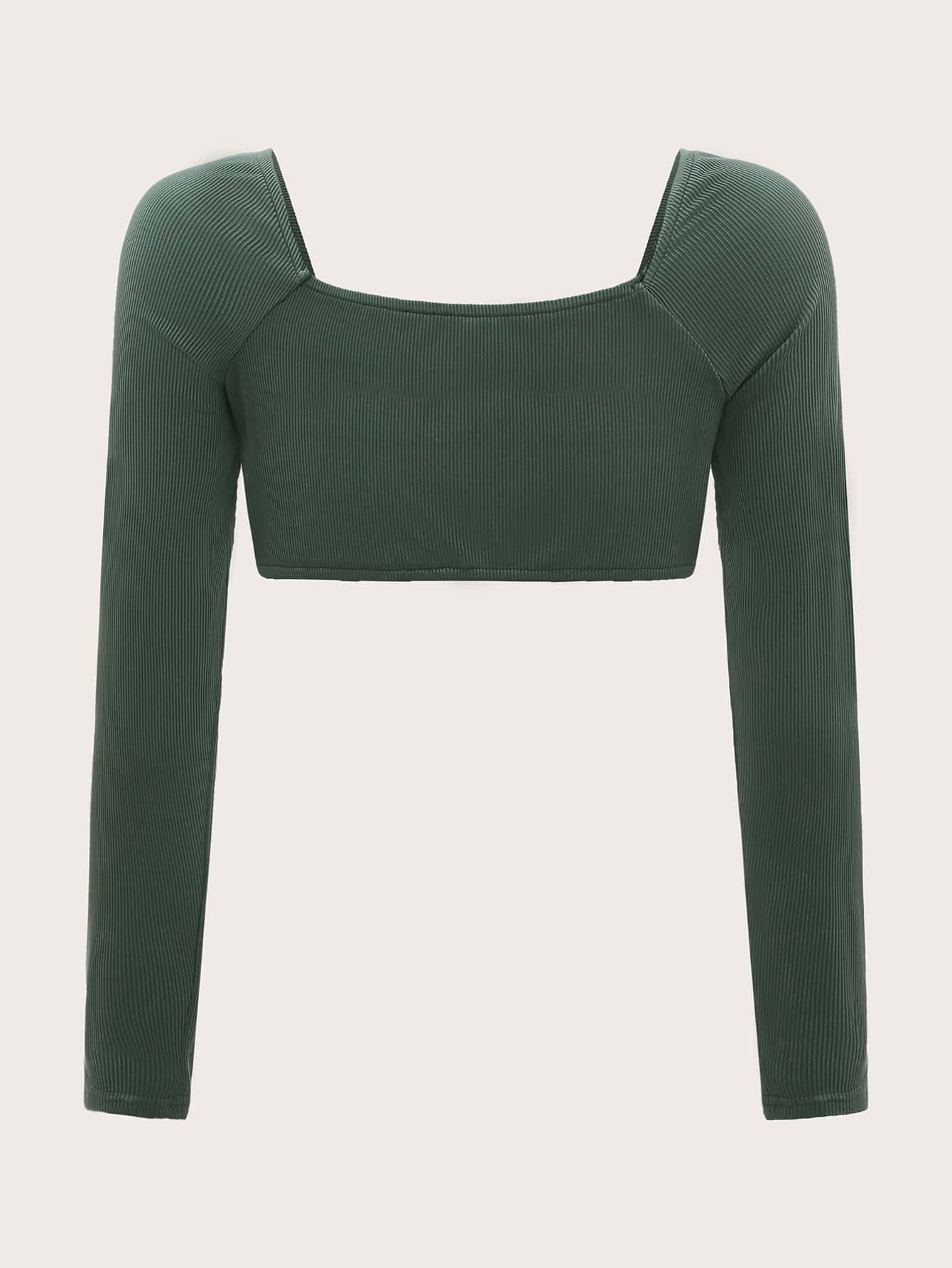 ROMWE Camiseta De Manga Raglán Acanalada
