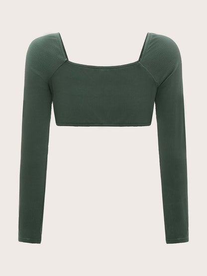 ROMWE Camiseta De Manga Raglán Acanalada