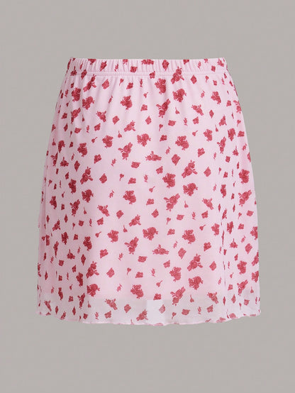 Sweetness Falda Envolvente De Malla Con Estampado Floral