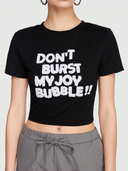 ROMWE Grunge Punk Camiseta Corta De Manga Corta Con Estampado De Slogan