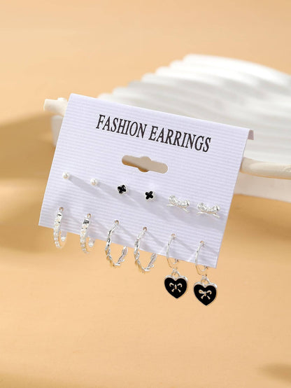 6 de verano pequeño fresco de mujeres con estrella Love Pendientes colgante Set