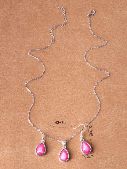 Conjunto de collar y aretes color fucsia, diseños clásicos, múltiples opciones disponibles para mujeres