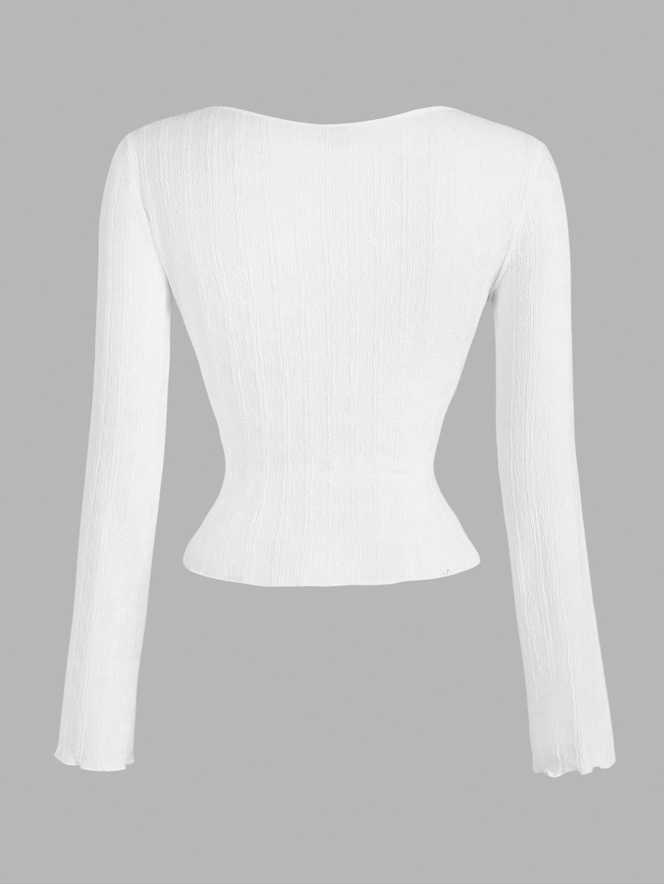 SHEIN MOD Camisetas slim fit para mujer con mangas largas y decoración de lazo de encaje de contraste