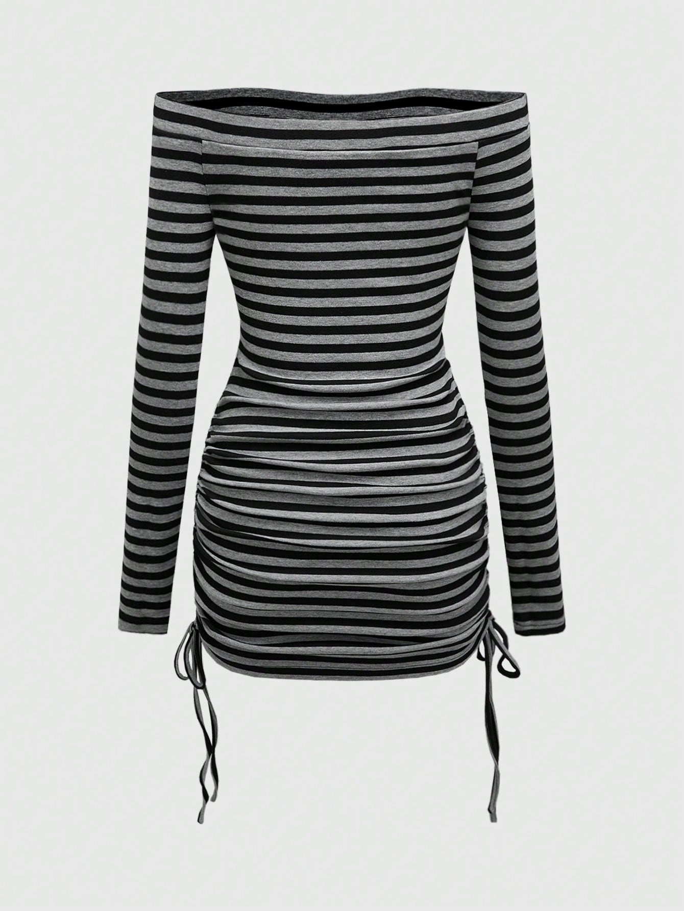 ROMWE Avant Vestido mini ajustado con hombros descubiertos y cordón de estilo Y2K
