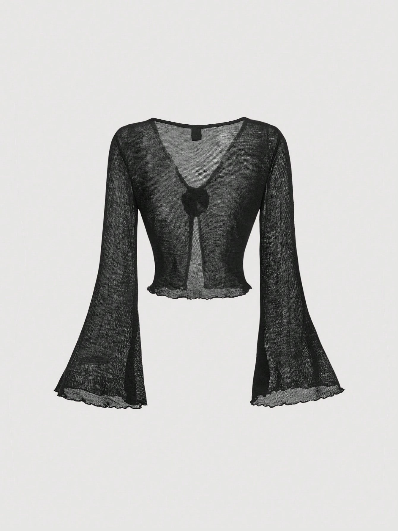 SHEIN MOD 1 pieza Cárdigan de manga larga con estampado floral 3D, de gasa y tejido de punto negro para mujer