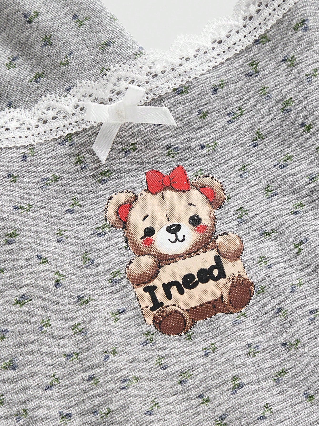 ROMWE Kawaii Set de 2 piezas Cárdigan corto con tirantes con estampado de oso de peluche adorable para mujer