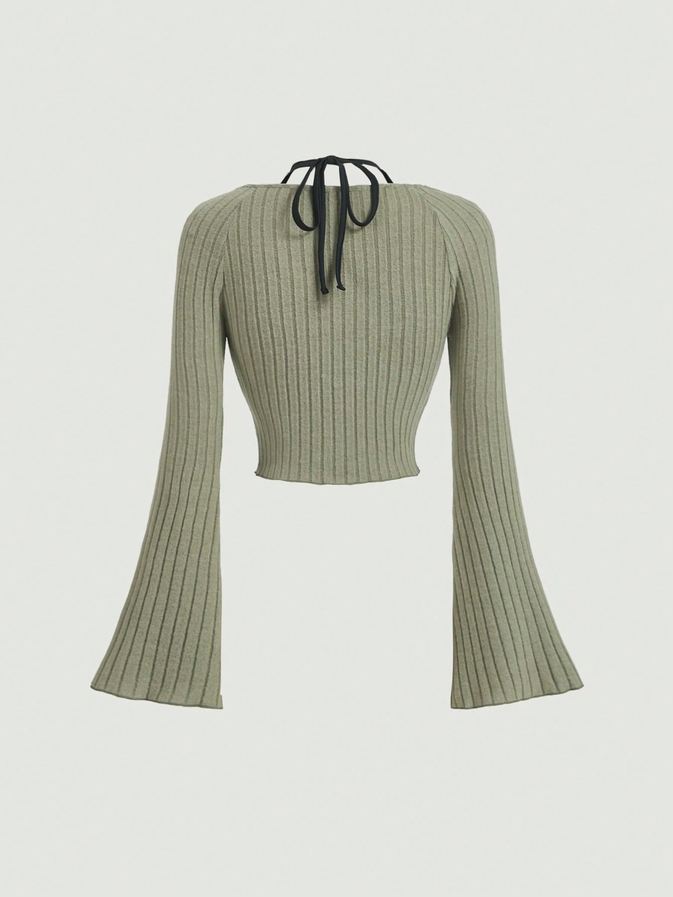 SHEIN MOD Camiseta verde con mangas trompeta de encaje