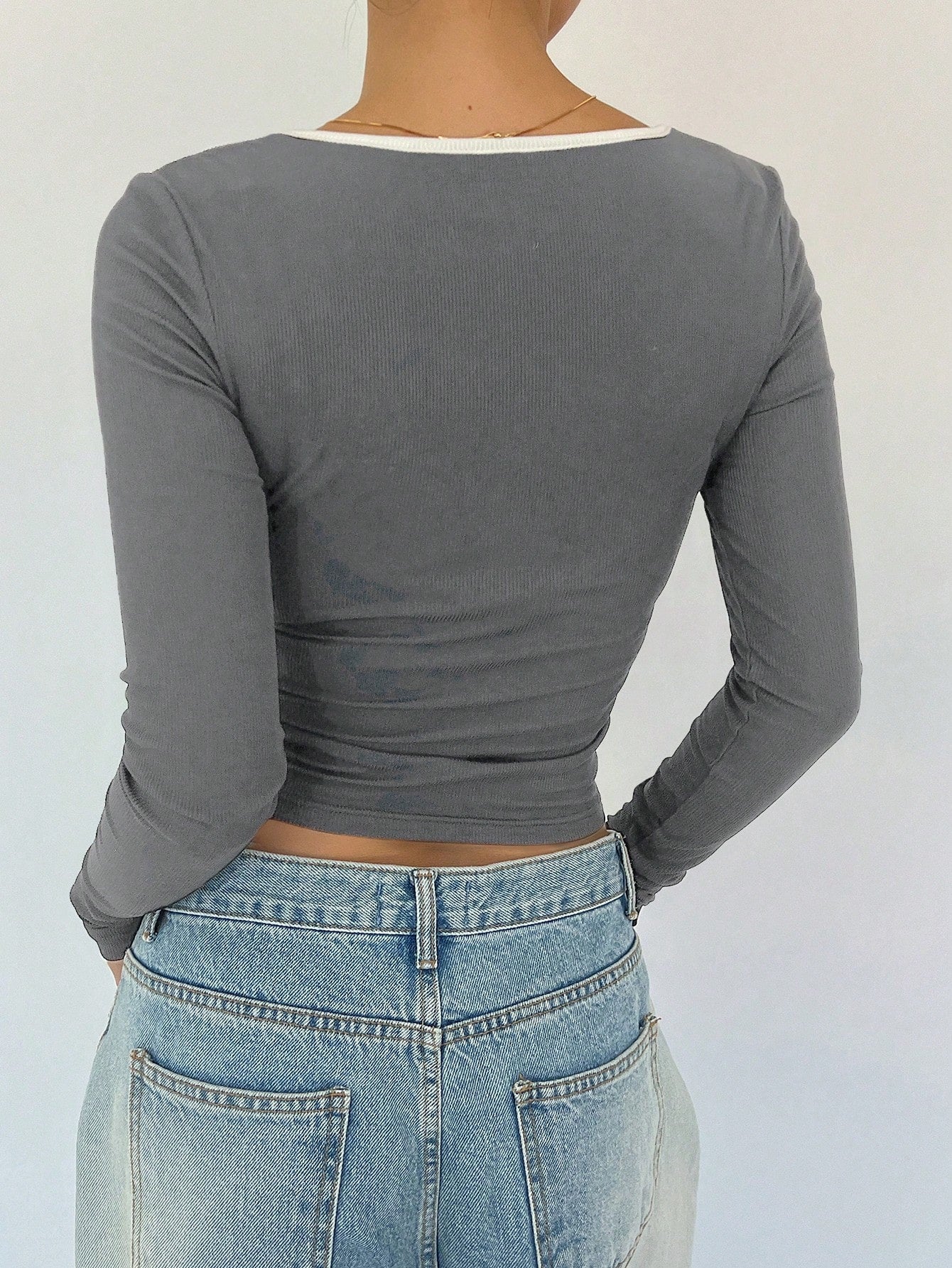 DAZY Camiseta ajustada de mujer estilo ballet con moño