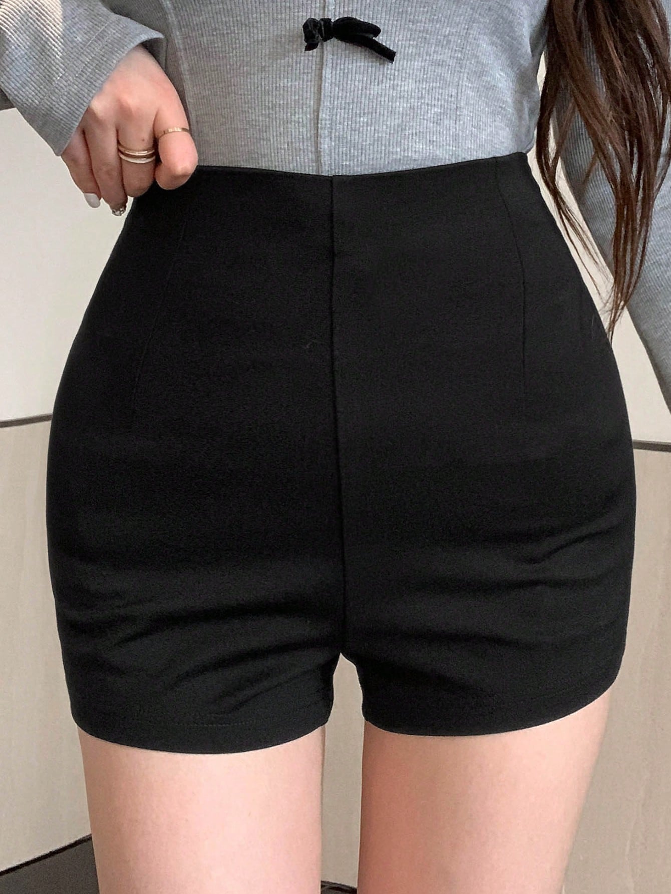 DAZY Pantalones Cortos De Mujer De Ajuste Delgado De Color Sólido