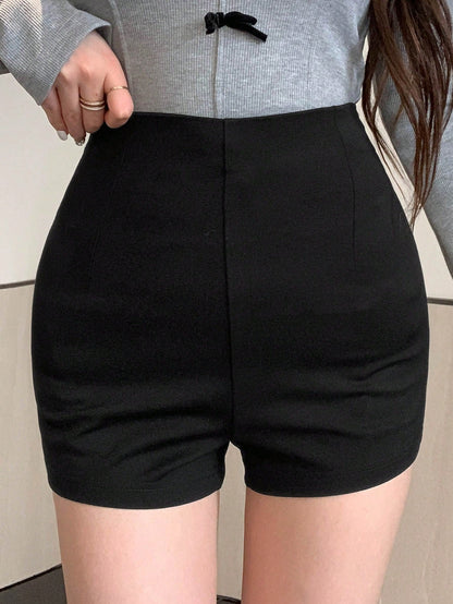 DAZY Pantalones Cortos De Mujer De Ajuste Delgado De Color Sólido