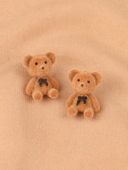 1 par de aretes de oso de peluche lindos, buen accesorio para uso diario de niñas
