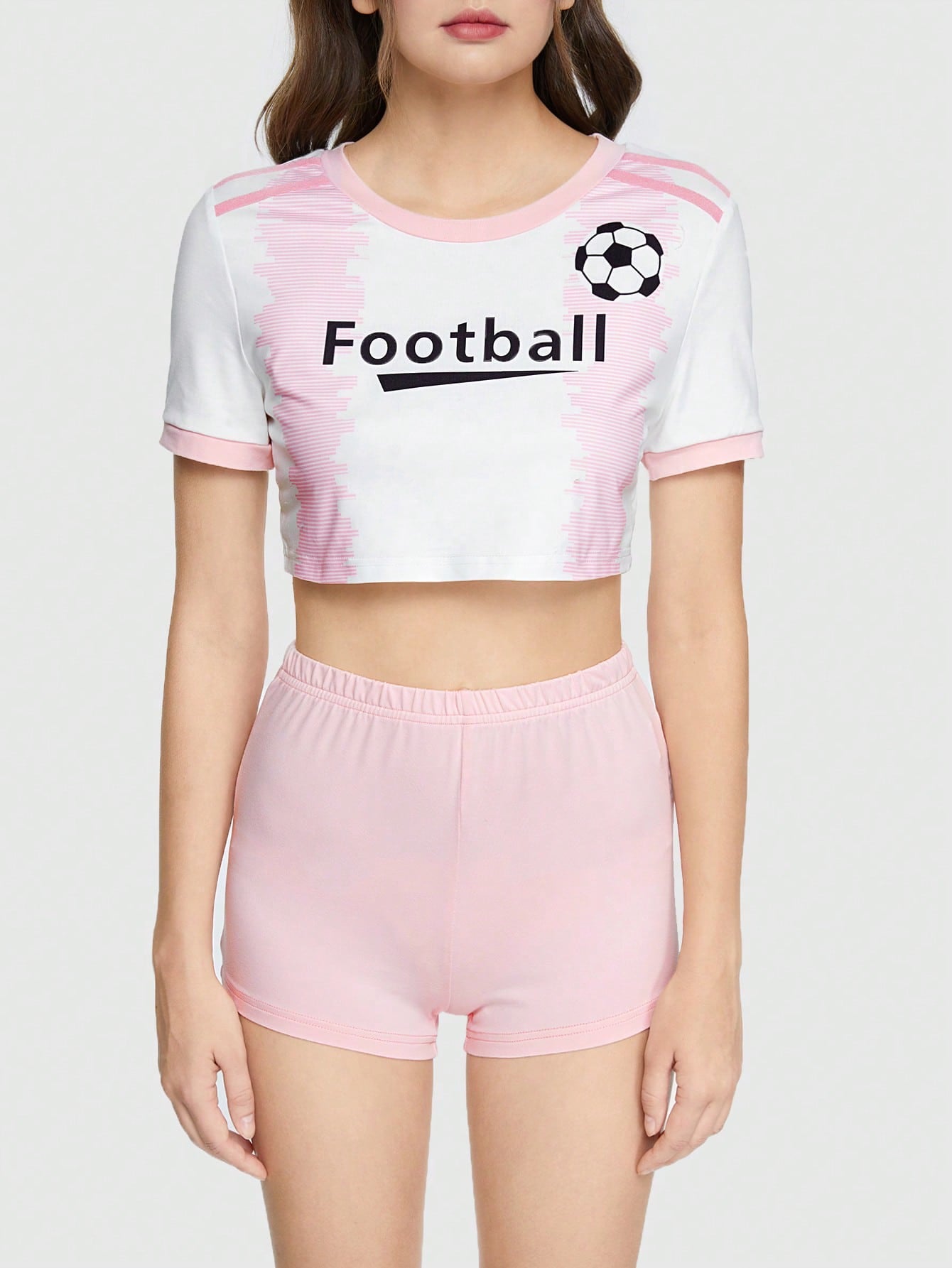 ROMWE Kawaii con estampado de letra Camiseta crop & Shorts