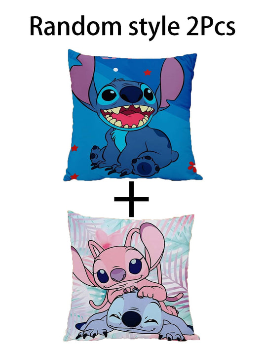 Disney Funda de cojín cuadrada de 45 x 45 cm con estampado de Stitch de dibujos animados lindos, de felpa suave, para decoración del hogar en la sala de estar, cama o sofá. (Algunas partes pueden ser aleatorias)
