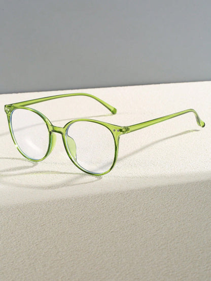 1 par de gafas de moda con lentes redondas y transparentes, adecuadas para combinar a diario y accesorios de vuelta al colegio y playa para mujeres